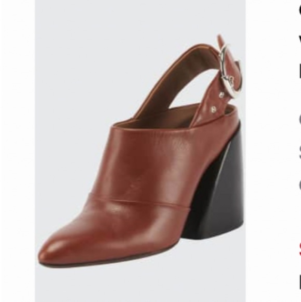 CHLOE WAVE SLINGBACK IN SEPIA BROWN LUXURY SMOOTH LEATHER WAVE HEEL SZ EU 38.5 - Picture 2 of 10